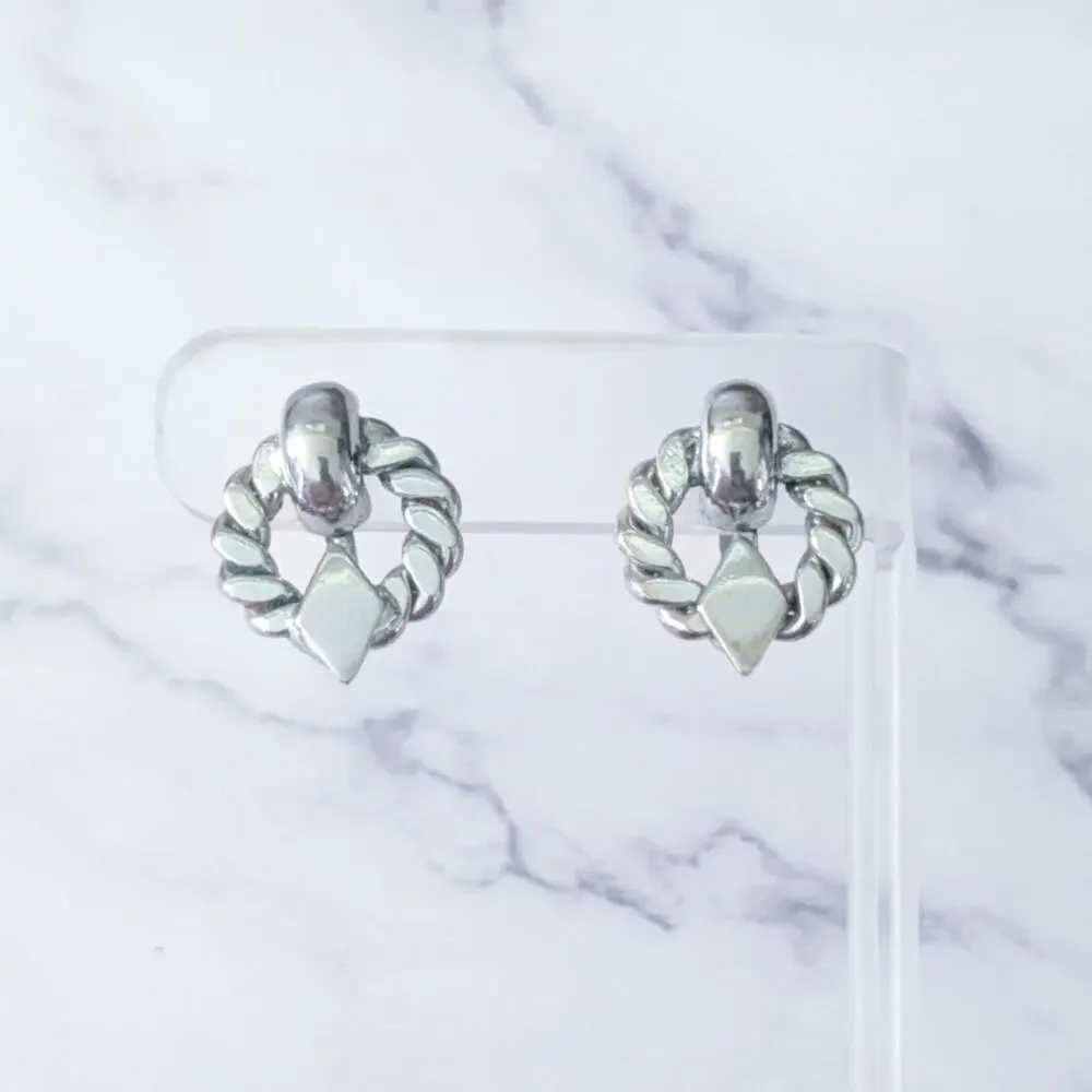 Vintage Screw On Earrings Silver Tone - Small Mark